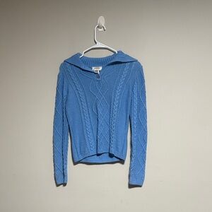 Talbots Light Blue Cable Knit Turtleneck Sweater